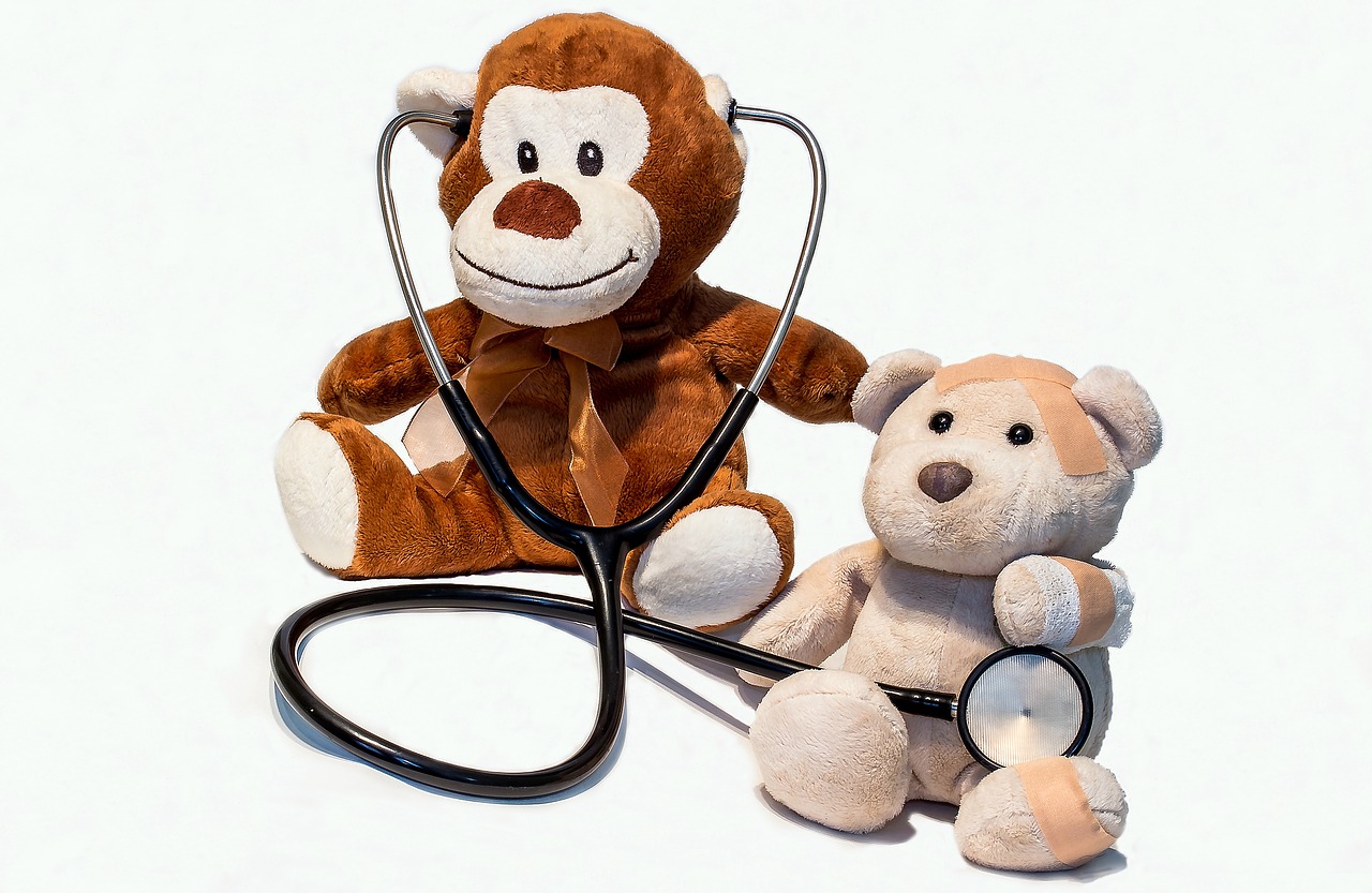 teddy bears, ill, stethoscope